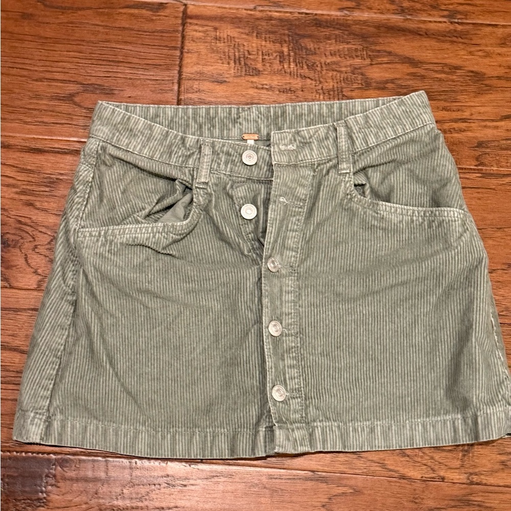 Free People Olive Corduroy Mini Skirt